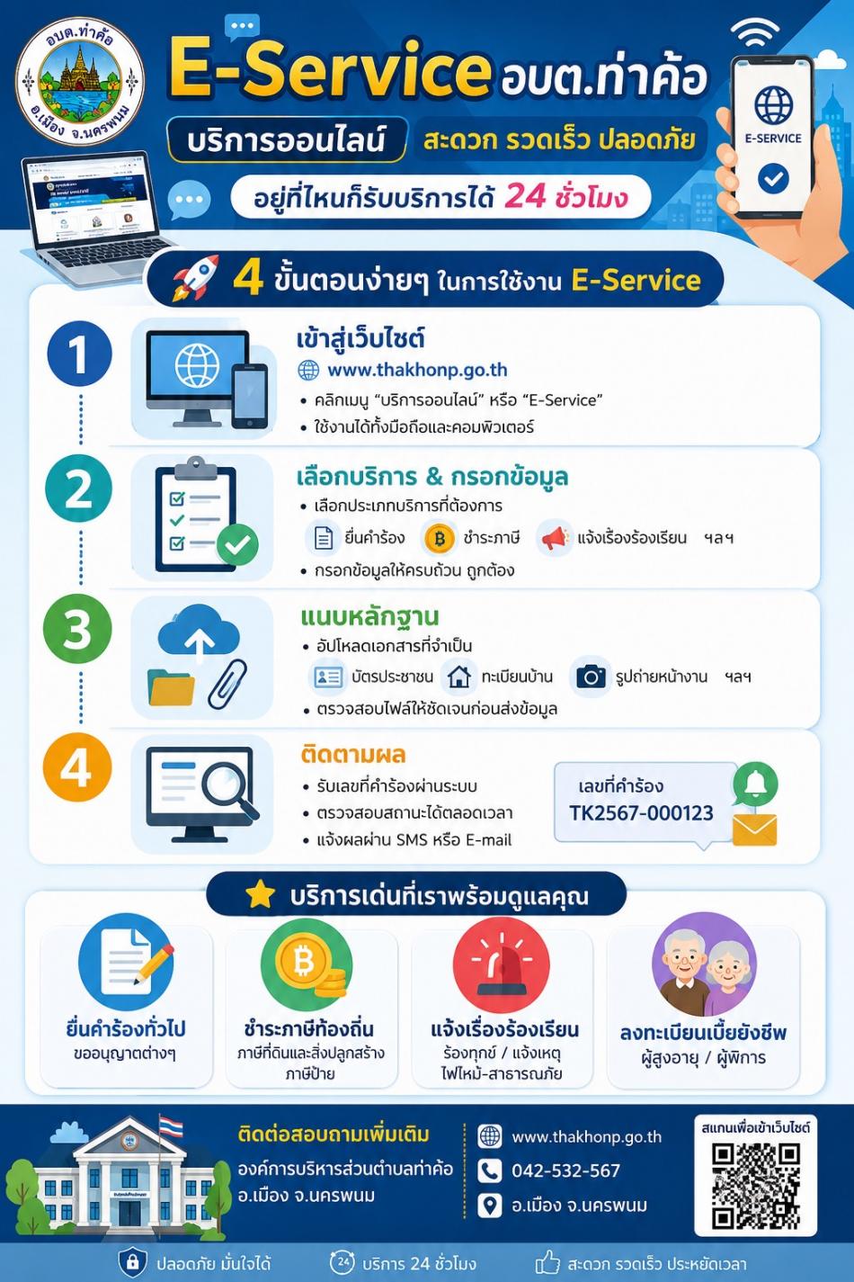 ประชาสัมพันธ์ช่องทางการให้บริการผ่านระบบบริการออนไลน์